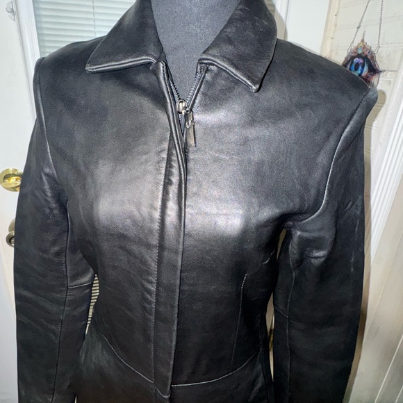 Jones New York Classic Black Leather Jacket - Picture 2 of 7